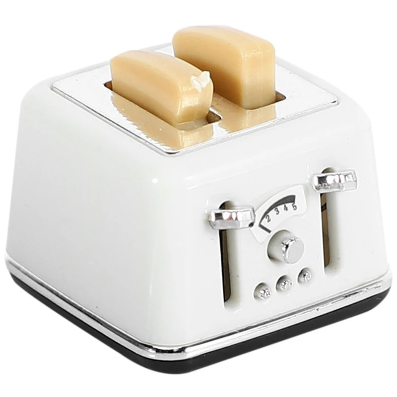 1/12 Scale Dollhouse Bread Machine With Toast Miniature Dollhouse Mini Accessories Cute Decorations Toaster