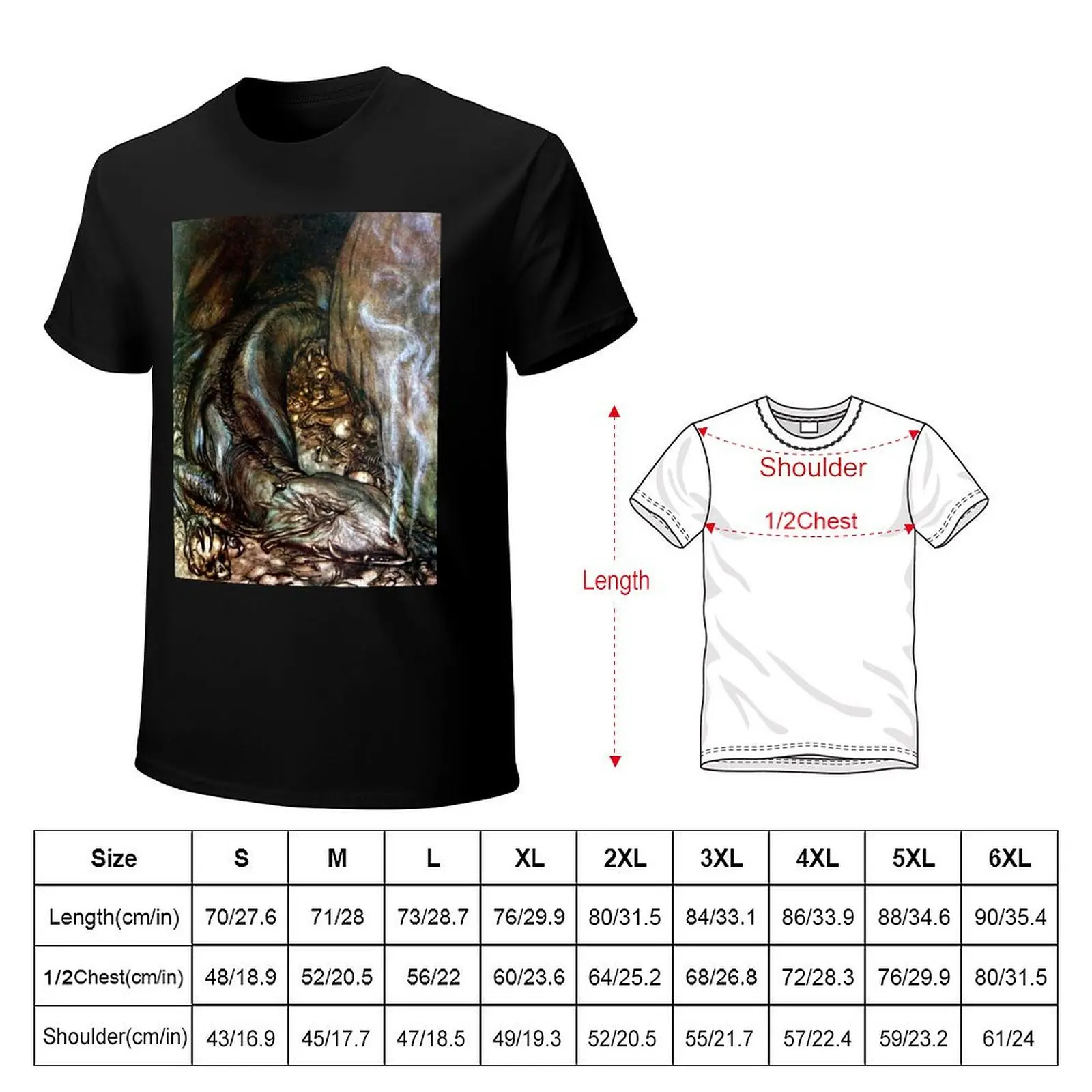 Fafnir the Dragon - Arthur Rackham - Siegfried and the Twilight of the Gods T-Shirt Anti-Wrinkle Short Sleeve T-Shirt