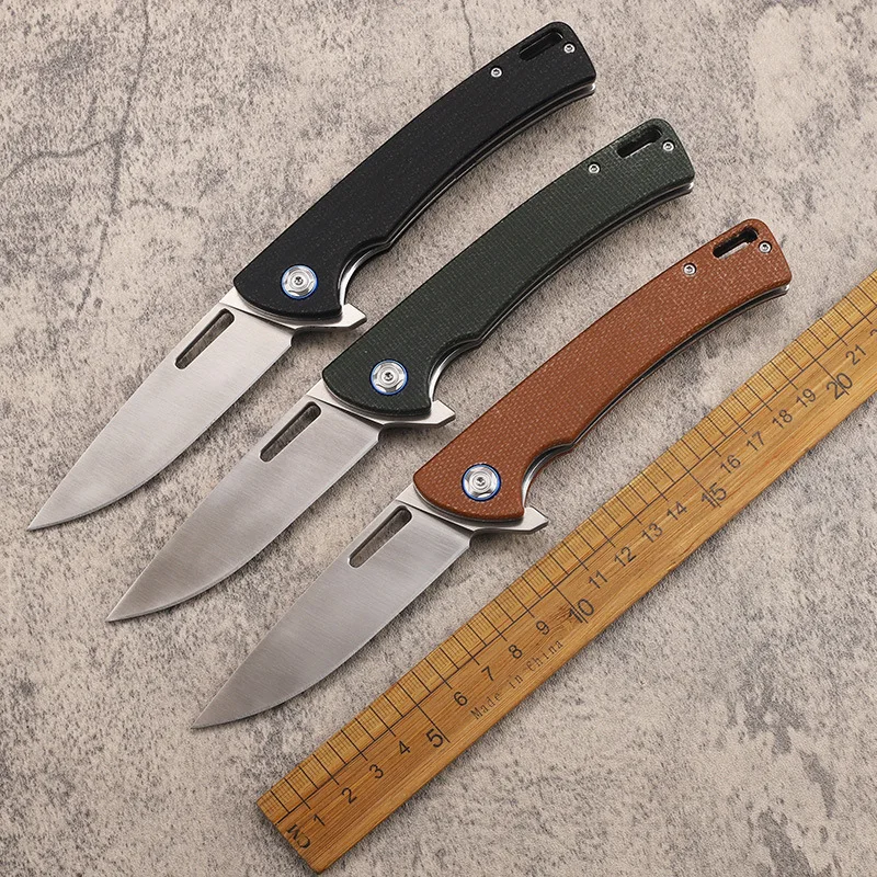 

Linen Ball Bearing Folding Knife D2 Steel Outdoor Camping Self Defense Fishing Hiking Travel Pocket Knives EDC Tool For Survival