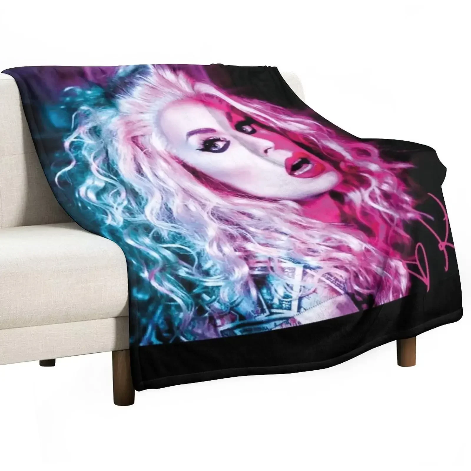 Katya Zamo || blue & pink + signature Throw Blanket Decoratives Fashion Sofas manga Nap Blankets