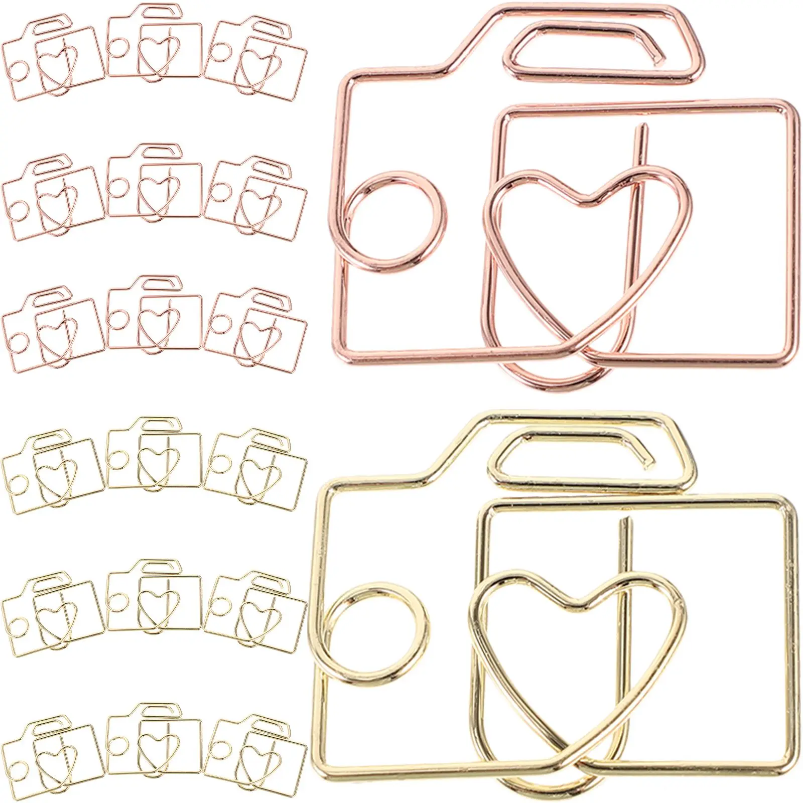 

20pcs Creative Clips Metal Office Supplies Document Fixing Craft Stationery Golden Mini Paper Clips Rose Gold Color