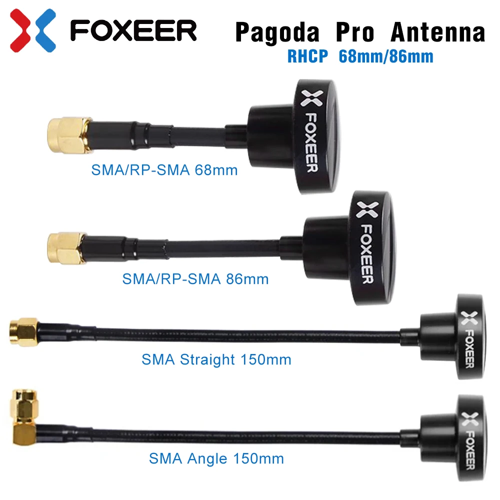 FOXEER-antena FPV Pagoda Pro 5,8 GHz 3dBi Omni RHCP SMA RP-SMA 68mm 86mm 150mm para Drones de carreras Freestyle RC