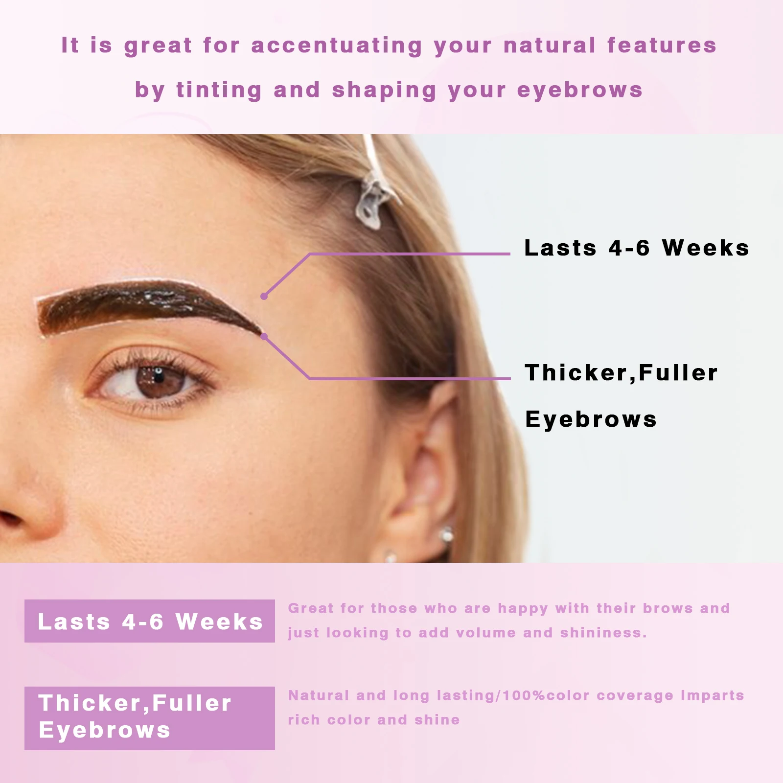 Kit de tinte de cejas, tres colores, resistente al agua y duradero para dar forma a varias efectos de maquillaje.