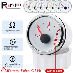 Custom Universal Auto Car 52mm Fuel Level Gauge 0-190Ω 240-33Ω Fuel Tank Meter 7 Color Light with Alarm for Car Boat Yacht 9-32V