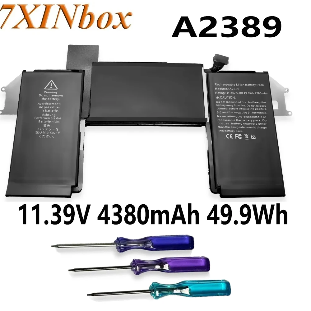 

7XINbox A2389 11.39V 49.9Wh 4380mAh Laptop Battery For Apple MacBook Air 13” A2179 A2337 Air M1 Entry 2020