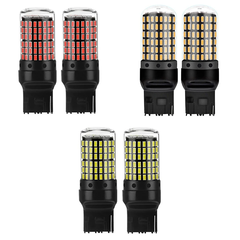 2X Car 3014 144Smd Canbus T20 7440 W21W LED Bulbs For Turn Signal Lights Parking Brake Lamp Reversing Lights