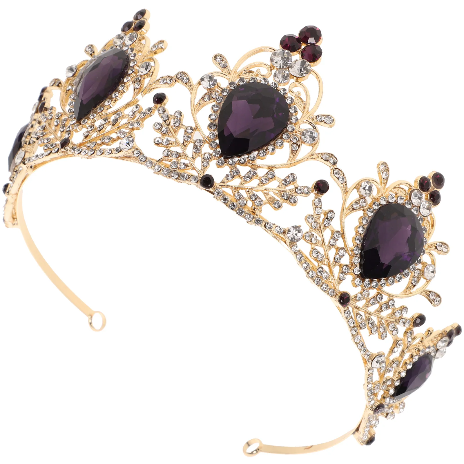 

1pc Rhinestone Crown Women Purple Wedding Hair Retro Baroque Bridal Tiara Renaissance Hair Tools Accessories Brightness