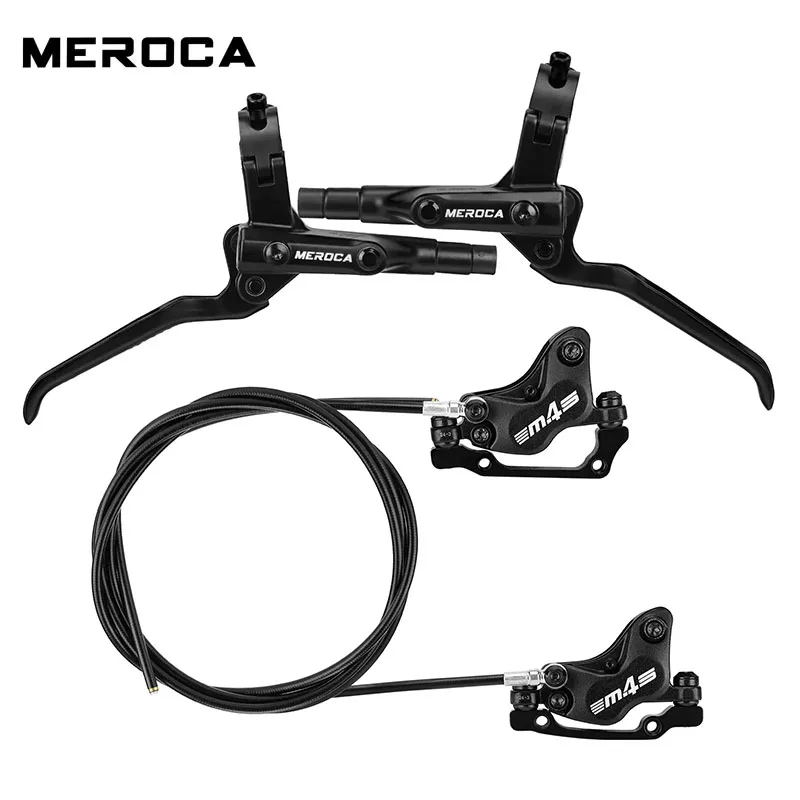 MEROCA NEW M4S MTB Hydraulic Brakeset 4-Piston Split Brake Left rear and Right front Brake 850mm/1600mm For MTB Bike Disc Brake