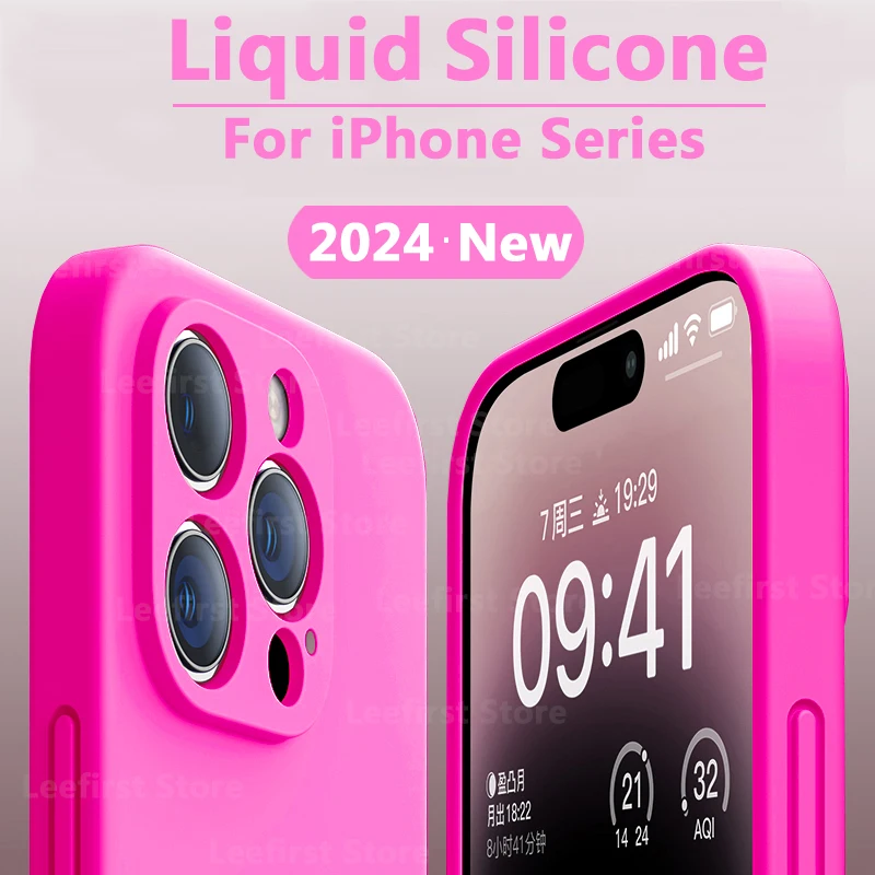 Fashion Case For iPhone 15 14 13 12 11 Pro Max 15 14 Plus New Liquid Silicone Soft Luxury Cover funda