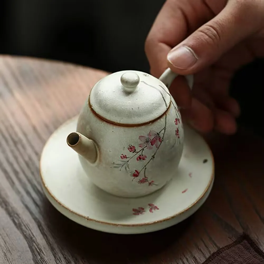 

powdered lead hand-painted tea caddy, teapot stand, dry brewing small tea table tray, gongfu tea set, round fruit plate, tea bow