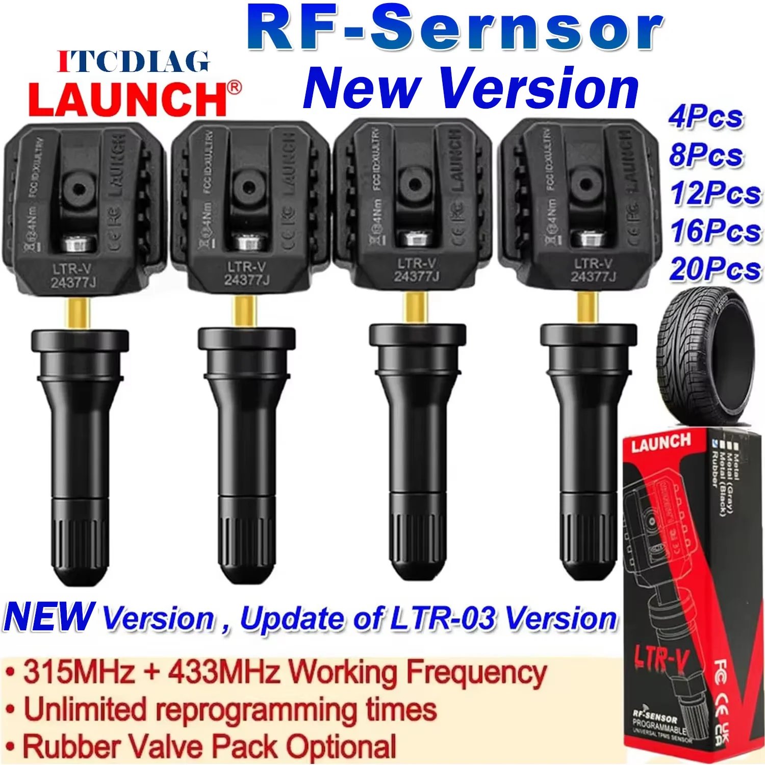 

LAUNCH X431 2 in 1 RF-SENSOR 315MHz & 433MHz TPMS Sensor Tire Repair Tools Scanner Tire Pressure Sensors Tester Programming