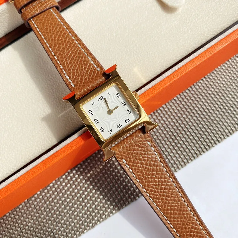 Vintage classic square H series watch twig leather strap h type women leather quartz women