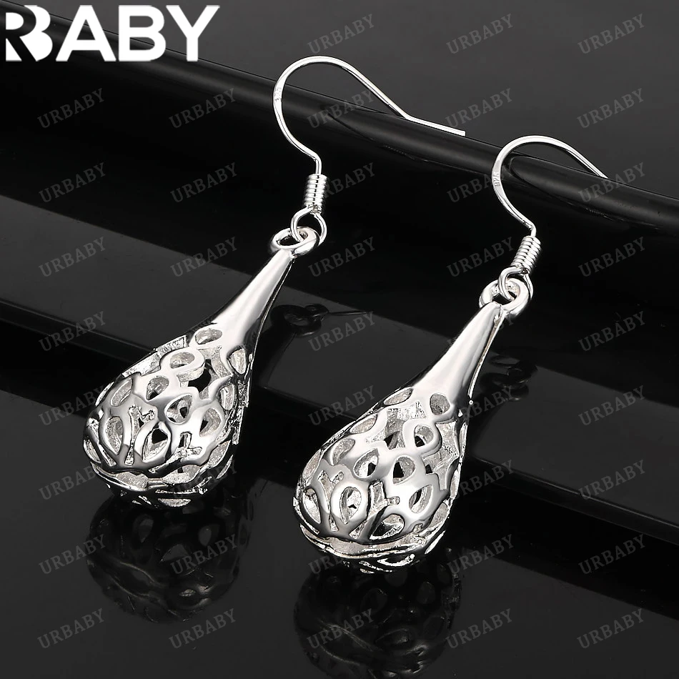 

URBABY 925 Sterling Silver Earrings Water Half Hollow Drop Earrings For Women Jewelry Fashion Party and Daily Wear
