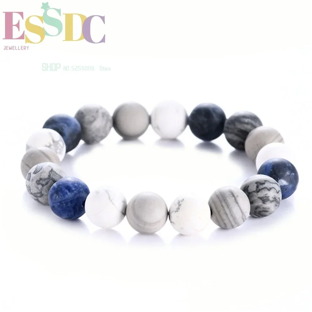 Lovers Cosmic Wind Planet Blue Stone Bracelet Frosted Stone Yoga Chakra Galaxy Bracelet for Men or Women Jewelry Dropship