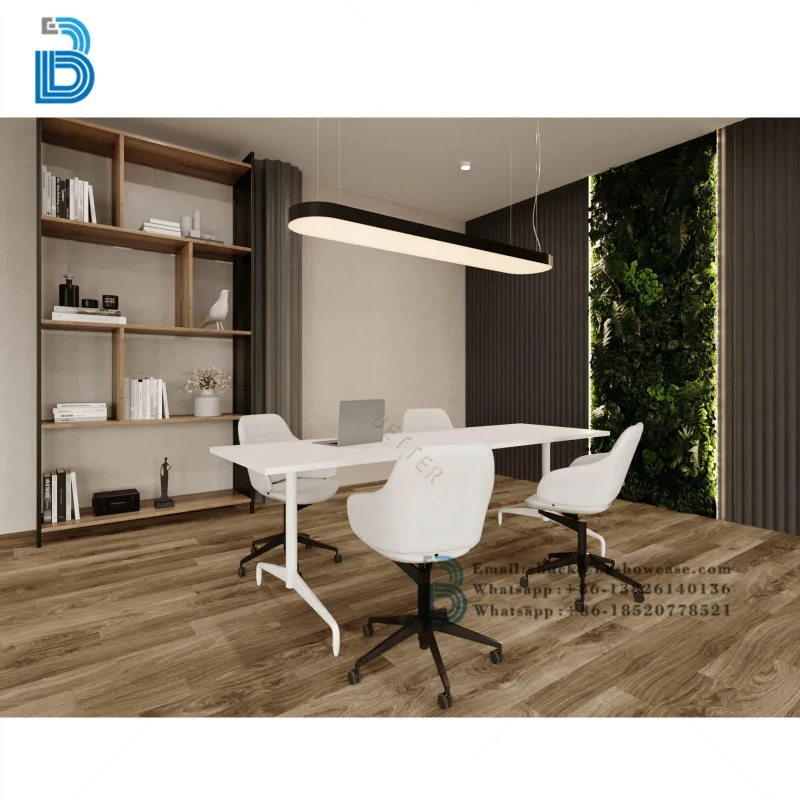 custom.High End Custom Office Furniture Work Wooden Table and Chair Set Company Showroom Design