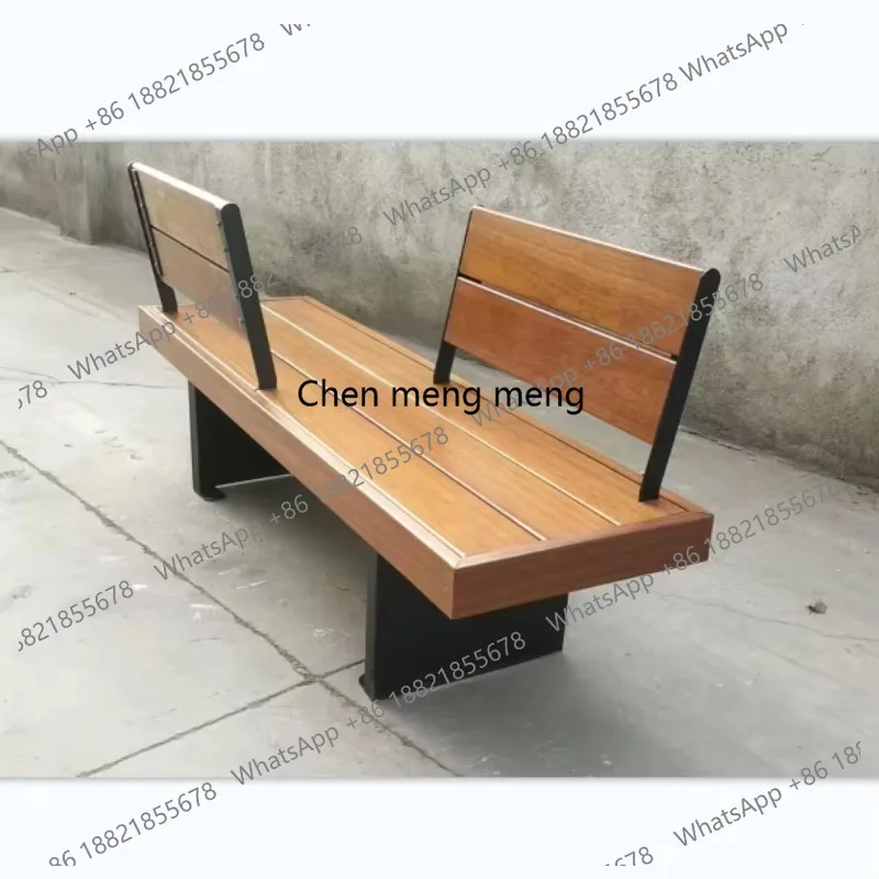 Customized Wooden Long Leisure Chair Patio Furniture Outdoor Patio Park Bench Seat with Thick Solid Wood Board and Backrest