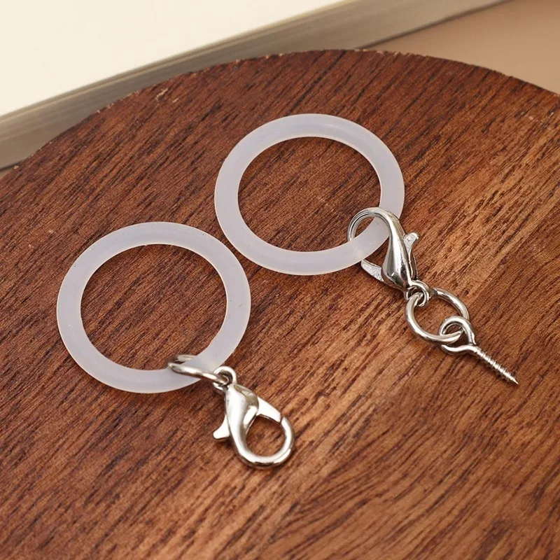 10-200pcs DIY Handmade Jewelry Hangings Accessories Silicone Ring Keychains Anti Loss Label Hanging Tag Lobster Buckles