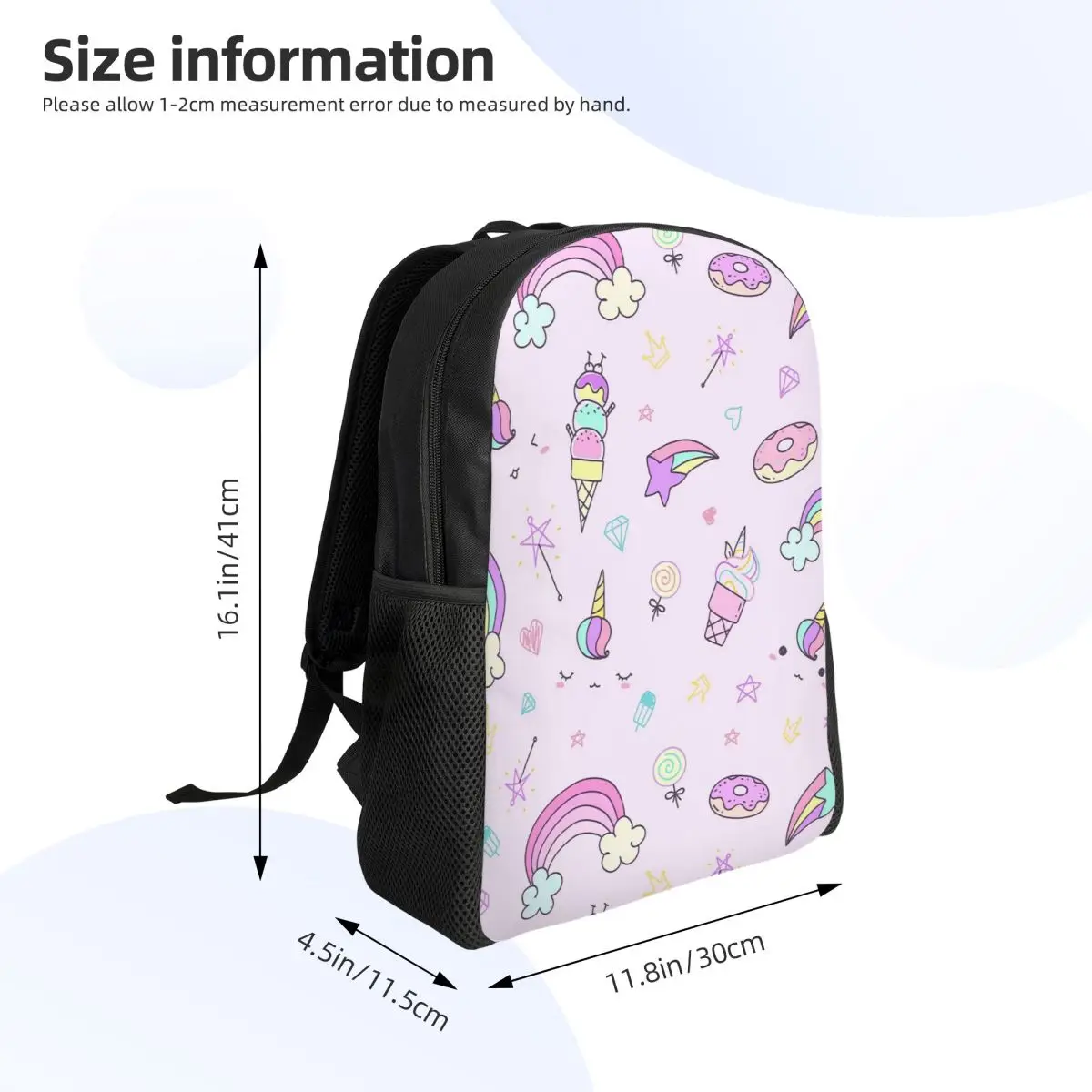 Ice Cream Unicorn Student Backpack School Bag Hiking Travel Daypack for Men Women Fashion Bookbag Shoulder Bags
