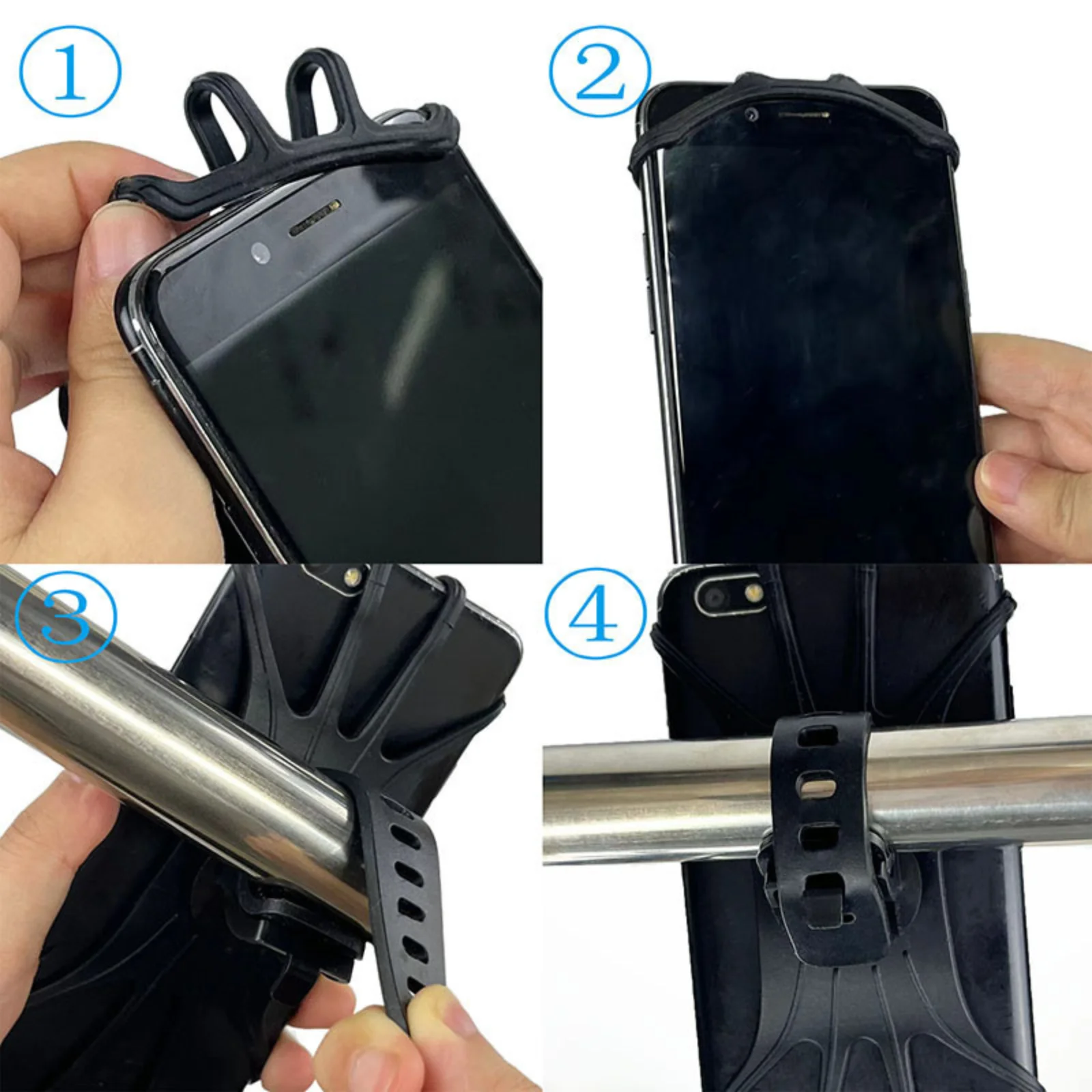 Support de téléphone de vélo rotatif à 360 °, support de moto en silicone, support rapide, support GPS pour iPhone 11, Xiaomi 10, Huawei P40, Unive