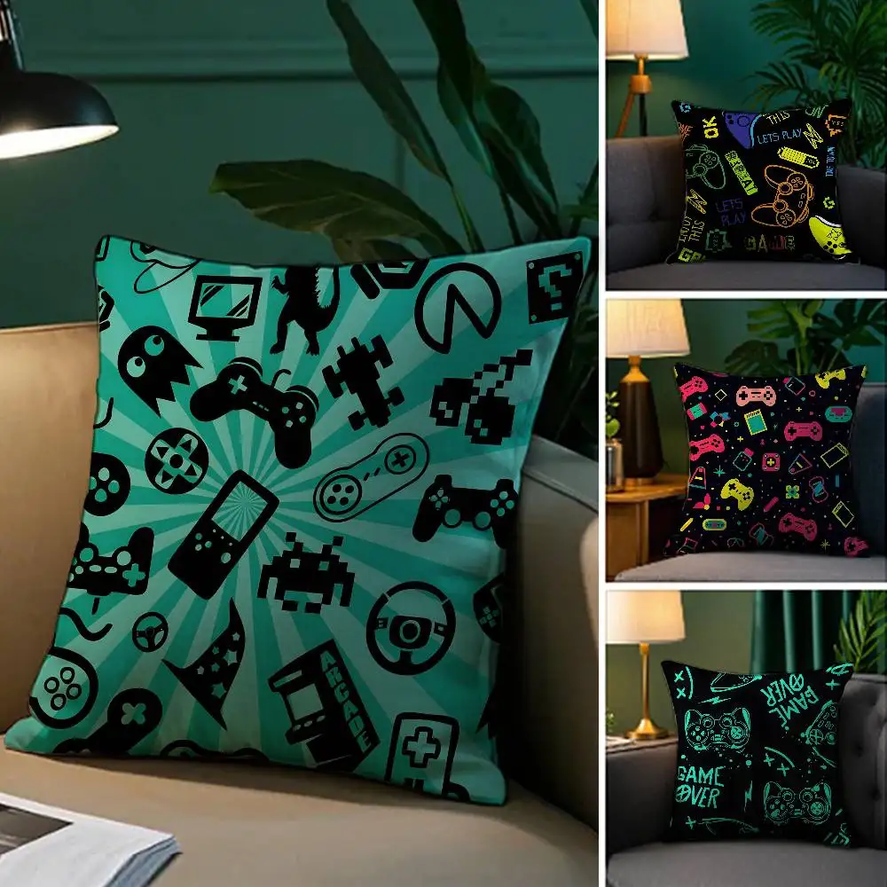 

Electronic Game Esports Pattern Pillow Case Anti-dustmite Pillowcase Invisible zipper silky short plush Sofa cushion cover