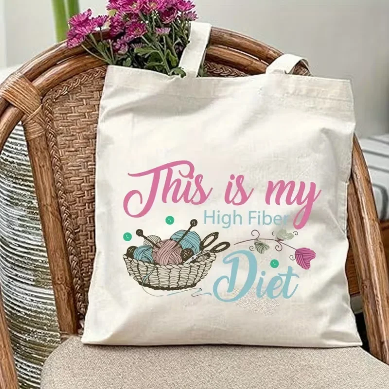 Humorous Knitting Tote Bag for Unisex Couples, Featuring a Crochet Quote Handbag Is Durable, Perfect for Travel, And Shopping.