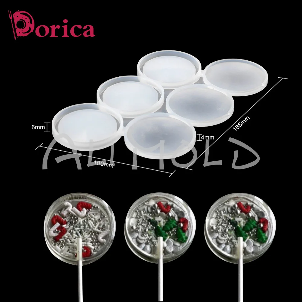 Dorica Round Shape Thickened Resin Epoxy Silicone Mold Rattle Shaker Lollipop Mould  Kitchen Cake Decorating Tools Bakeware