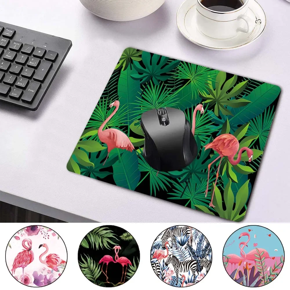 

Smooth Waterproof PU Leather Mini Computer Mouse-pad Portable Game Laptop Mouse Pad Flamingo Pattern Durable Game Mouse Mat