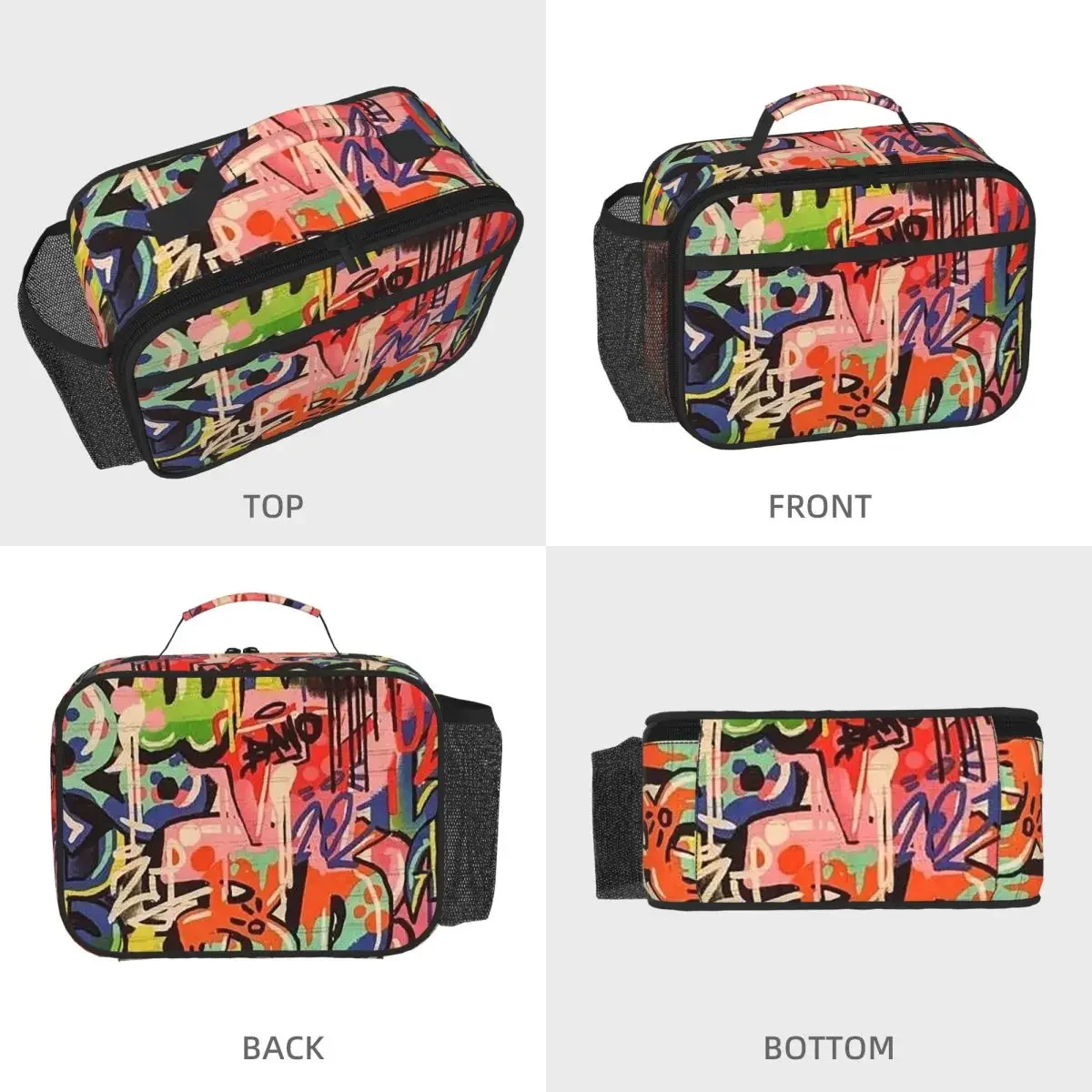 Urban Pattern Hip Hop Graffiti Street Art Insulated Lunch Bag for Women Kids Portable Food Boxes Thermal Lunch Box Tote