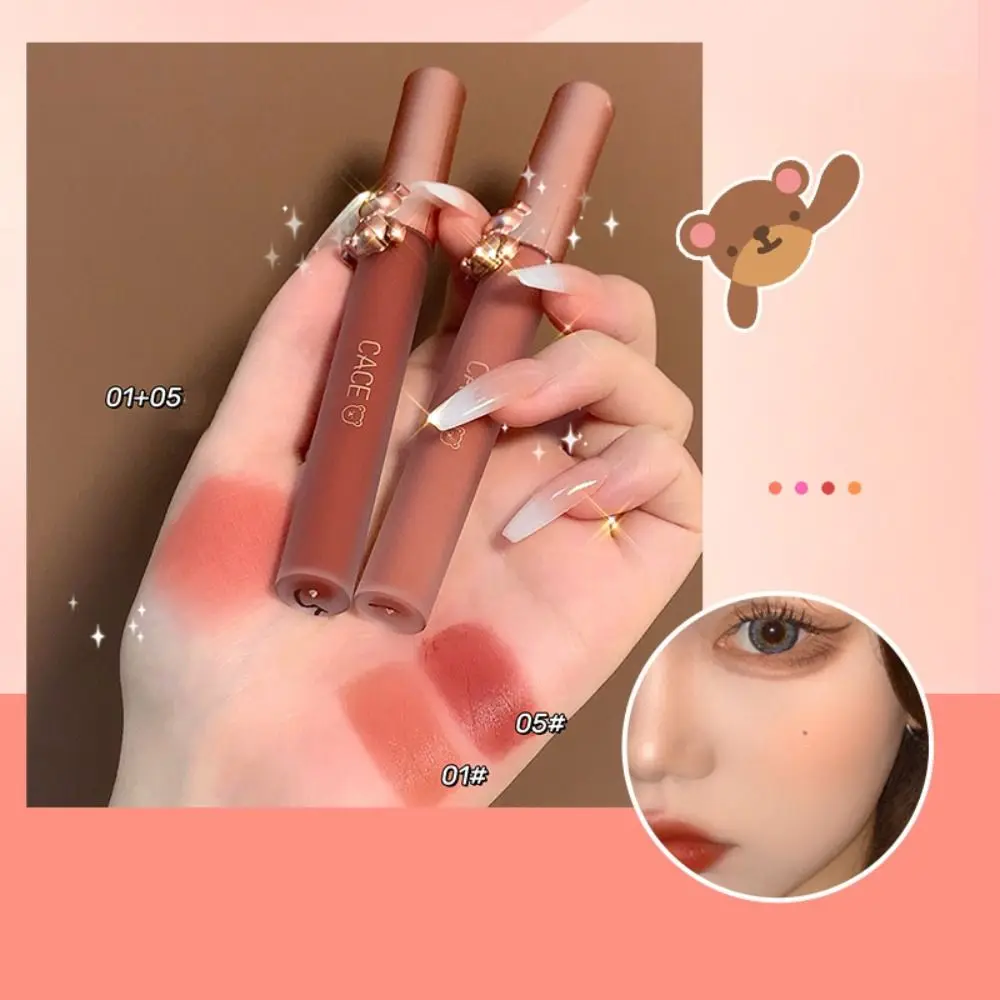 Sweet Bear Lip Glaze Girls Gift Long Lasting Smooth Makeup Tool Velvet Matte Lipgloss Lip Tint Mud Lipstick Set Lip Gloss