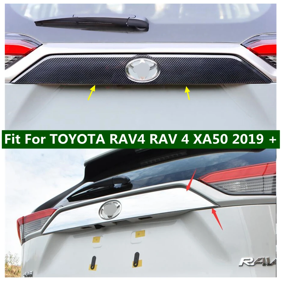 

Car Accessories Rear Trunk Lid Cover Trim Tail Gate Protector Panel For TOYOTA RAV4 RAV 4 XA50 2019 - 2022 Chrome / Carbon Fiber