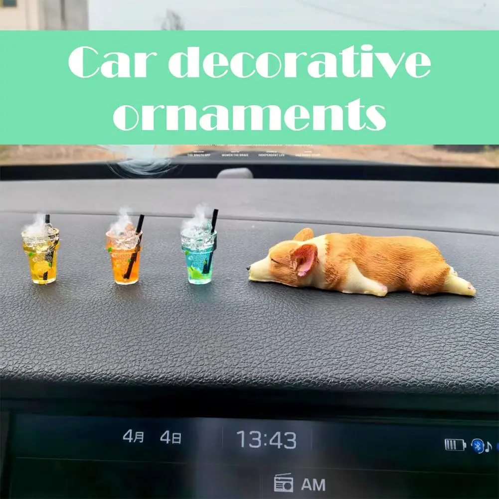 Cute Mini Dog Doll Car Ornament Center Console Decoration Cartoon Animals Figurine Puppy Gift Decorations Accessories