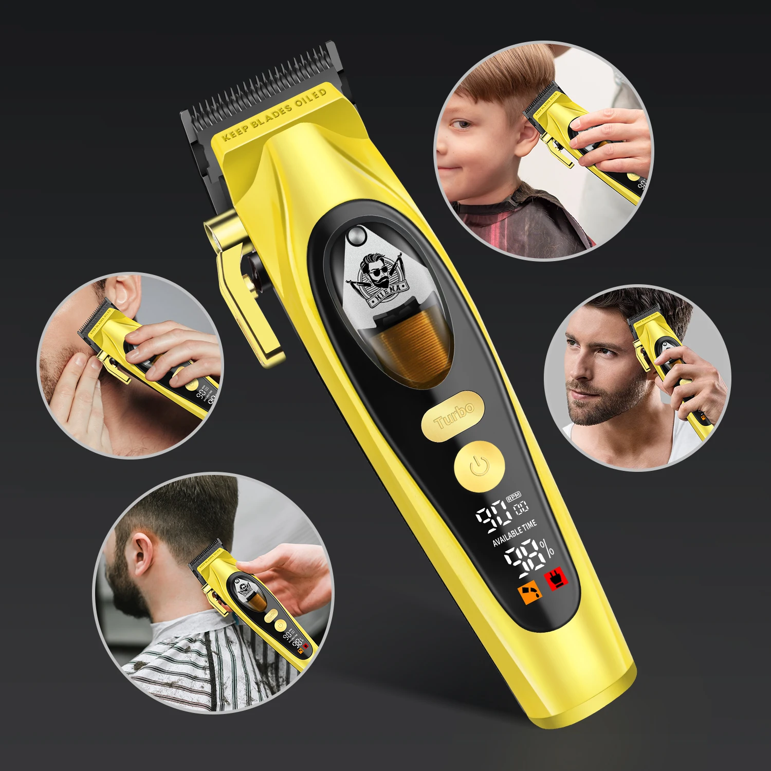 مجموعة أدوات تشذيب الشعر اللاسلكية الاحترافية، ماكينة تشذيب الشعر بمحرك مغناطيسي للرجال #6