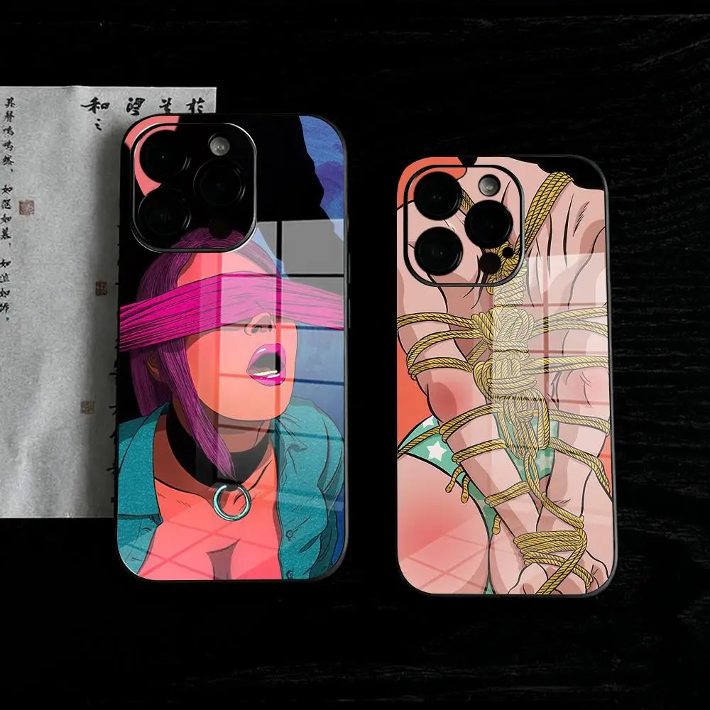 

Hot Girls Bikini Sexy Phone Case For IPhone 17 air 16 15 14 13 12 11 Pro Max Precision holes in acrylic anti-fall glass PC Cover