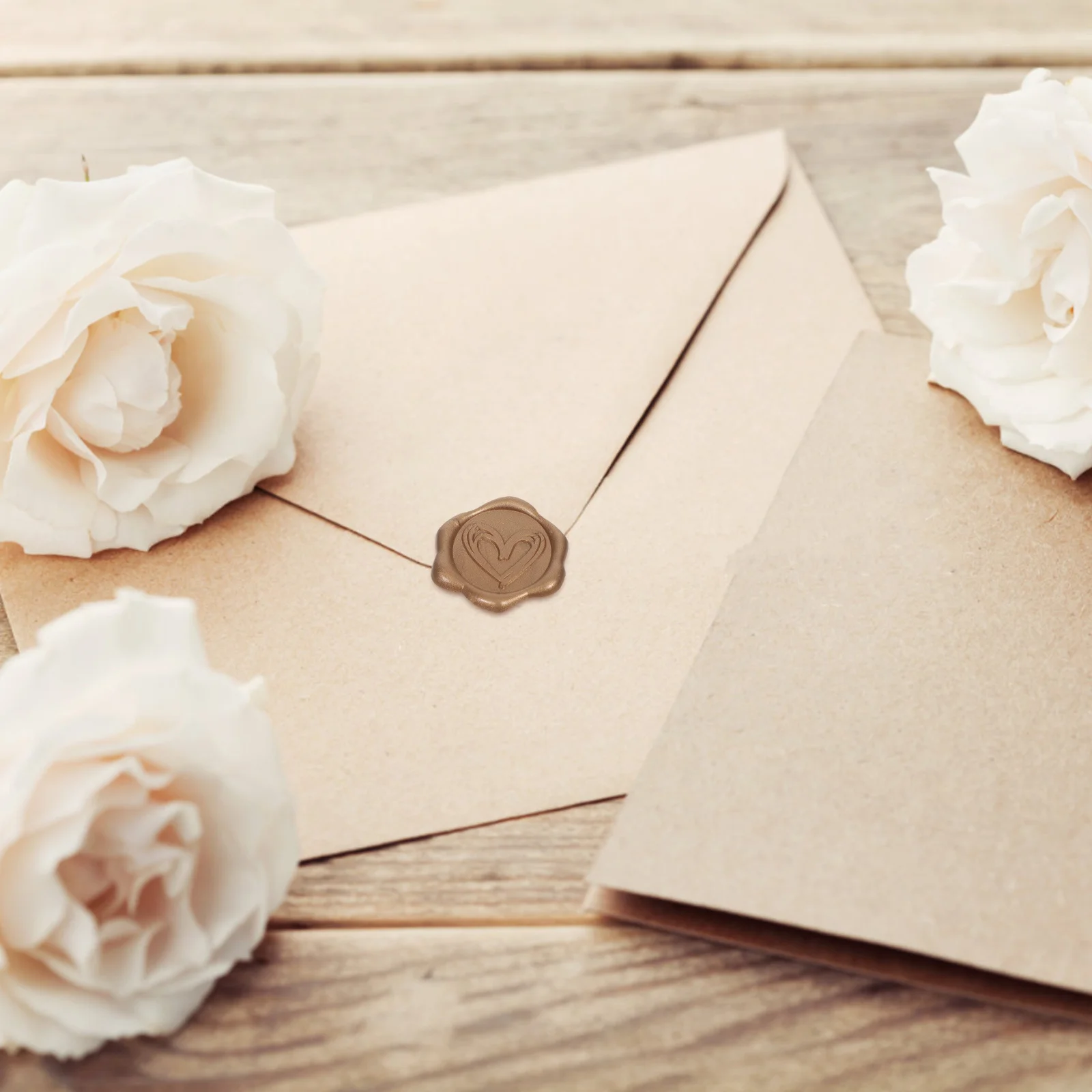 

50Pcs Heart-Shaped Wax Seal Stickers Waterproof Tear-Resistant Adhesive Envelope Seals for Craft Projects Wedding Invitations