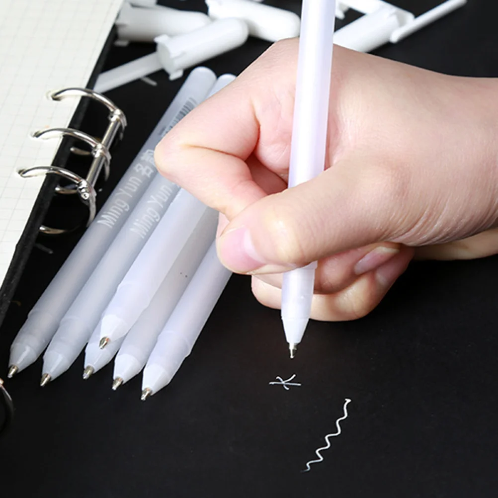 

6 Pcs White Oil Based Paint Pen Markers Fine Point Tips that Works on Glass Wood Metal Rubber Rocks Stone Arts Crafts Tools