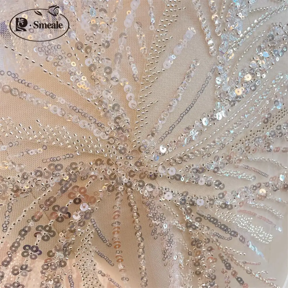 High End Beaded Sequin Lace Fabric for Wedding Dress, Customized Sewing Fabric, Handsewn, Evening Dress, RS4271, 2023, New