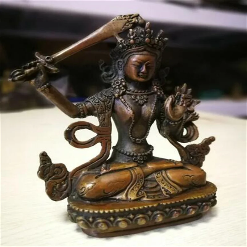 

Alten Tibetischen Buddhismus Bronze Kwan-yin Buddha Manjushri Statue