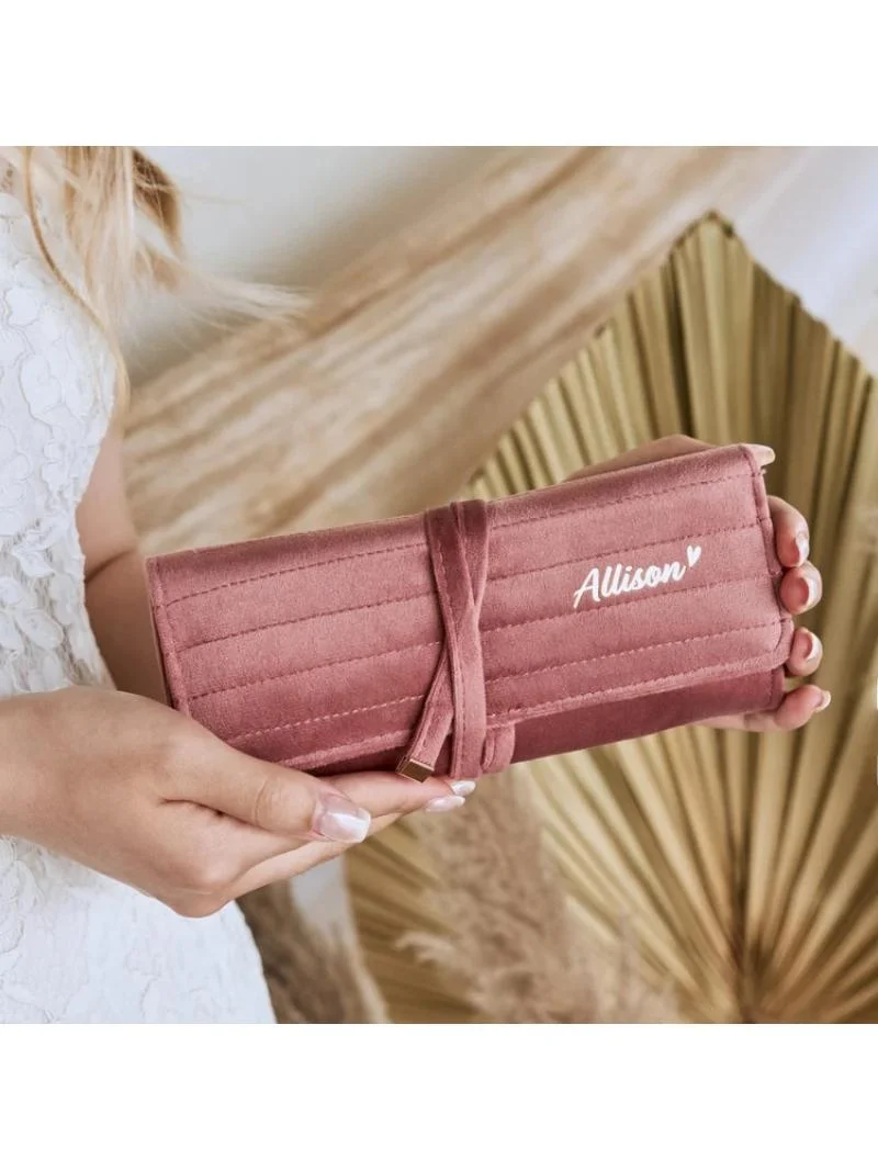 大容量ベルベットジュエリー収納バッグ-スワローテールジュエリーロールバッグ-多機能ジュエリーバッグ-結婚式用