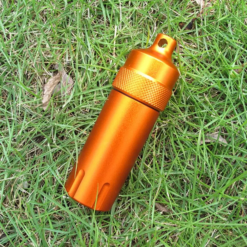 

Mini Portable Outdoor Tool Brass Irregular Jar Keychain Outdoor Pill Tank Waterproof Canister Seal Bottle Waterproof Bottle