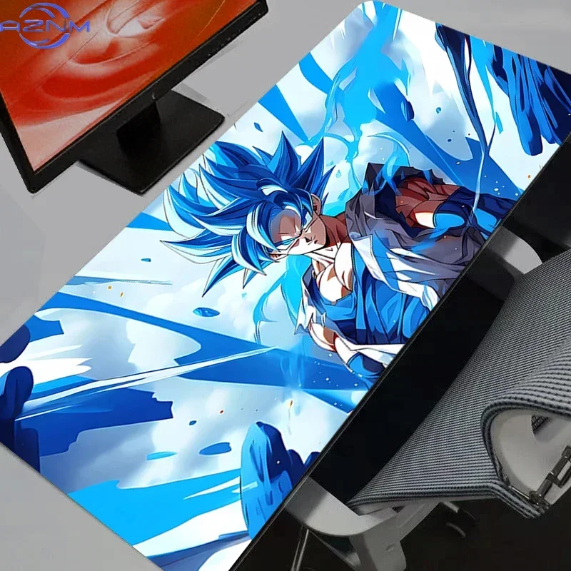 Dynamic Anime Warrior With Bright Blue Energy Effect Mouse Pad, Rubber Non Slip Backing, Smooth Surface Gaming Desk Mat for Comp