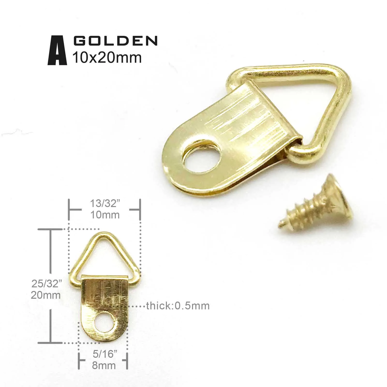 HZYUEGOU 25 Stück Goldene, Silberne und Schwarze Dreieckige D-Ringe zum Aufhängen von Ölgemälden, Spiegeln, Bilderrahmen, Kunstwerken und Fotowänden – Detail 1