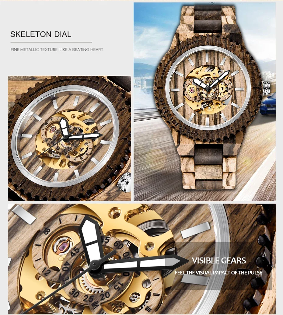 

Лучшие роскошные стильные мужские деревянные механические часы с автоподзаводом, механические автоматические видимые механизмы и светящиеся функции