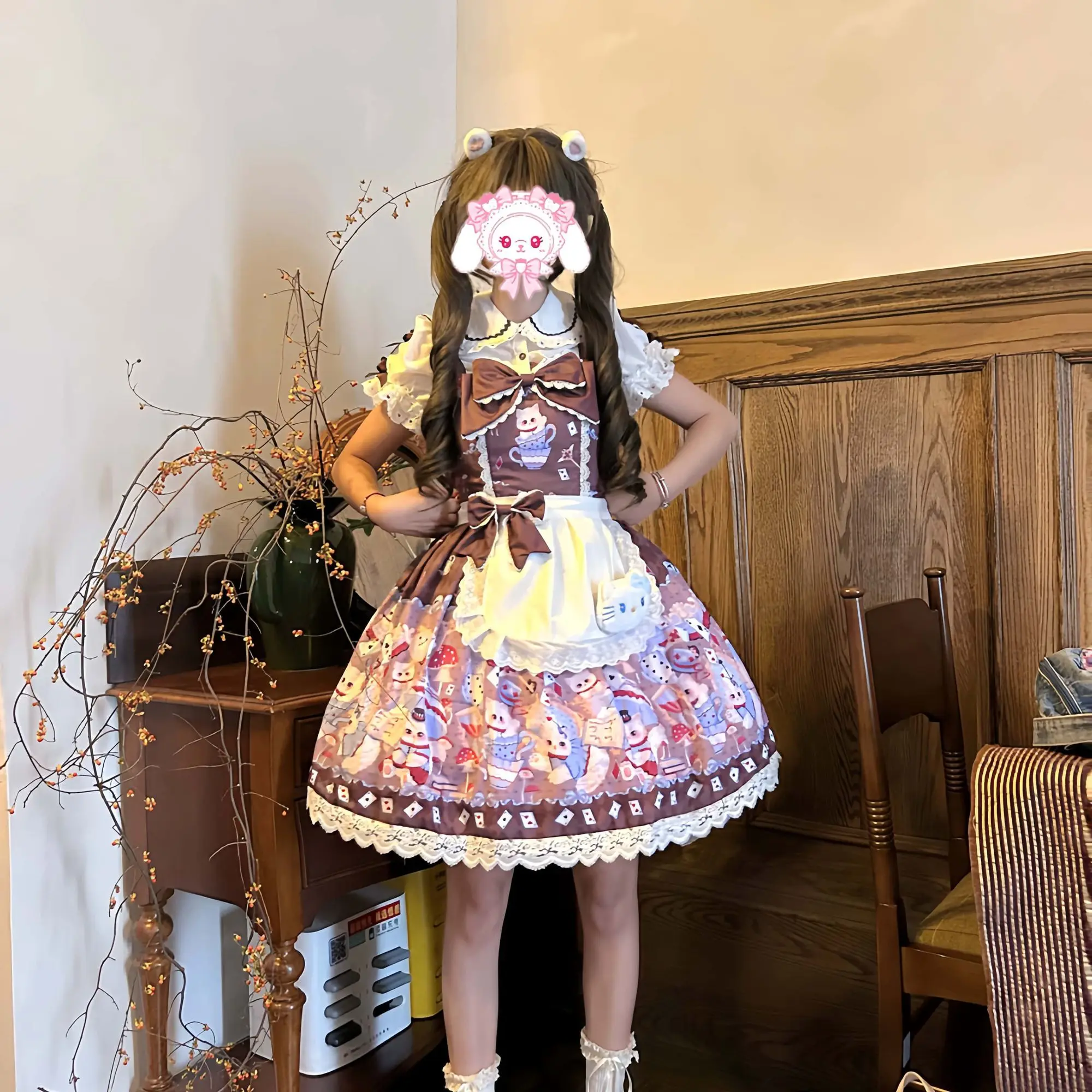 SOIOMES Oryginalny [Alice's Tea Meow Club] Lolita Autentyczny Projekt JSK Jesień/Zima Codzienna Spódnica LO Słodka i Urocza