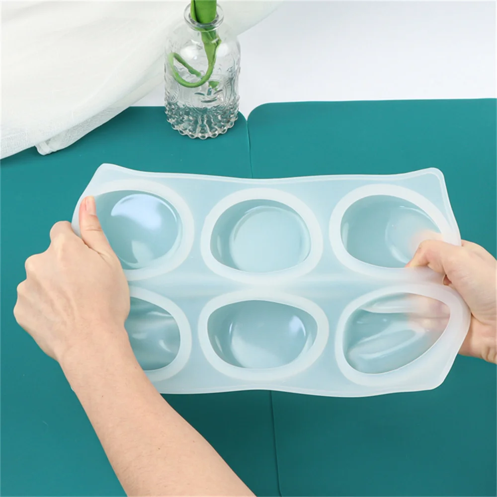 6 Löcher runde ovale Silikon-Seifenformen DIY flacher Boden Kugelzylinder handgemachte Seifenformen Kreis Aromatherapie Seife Silikonform – Detail 3