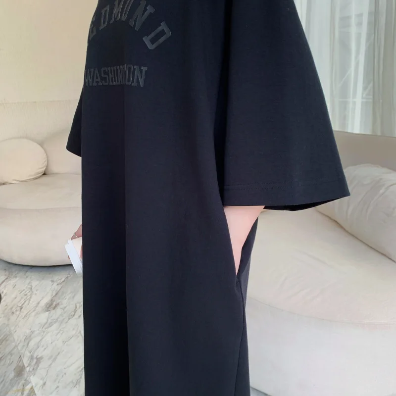 Summer Letter Printing T Shirt Dresses Short Sleeve Round Neck Plus Size Loose Simplicity Pullovers Casual Maxi Dress Clothes