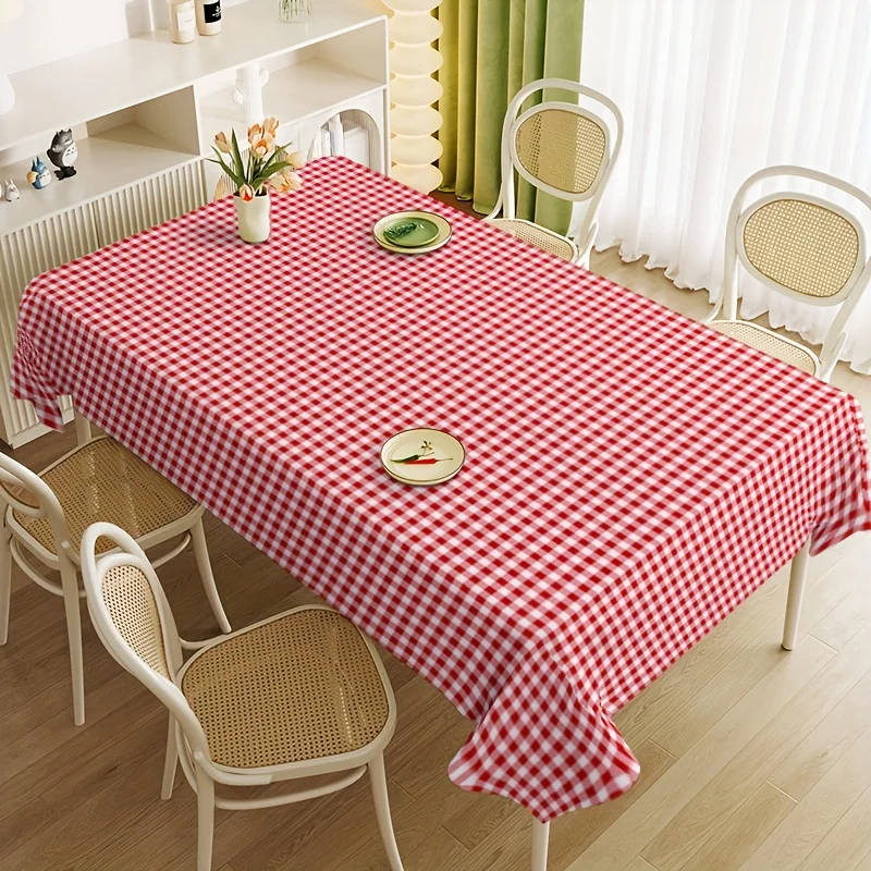 Classic Red and White Diamond and Square Pattern Tablecloth  Classic Red and White Checkered Tablecloth
