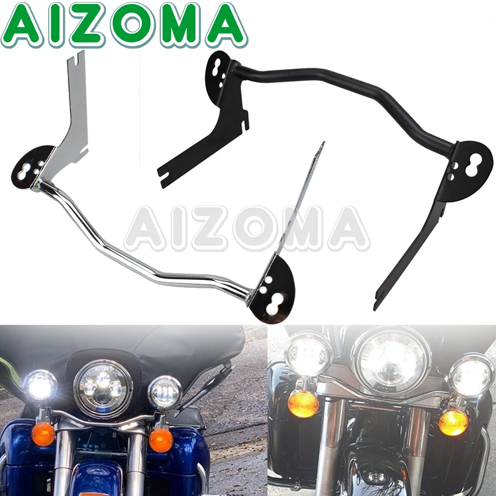 Motocykl mijania lampa pomocnicza włącz światło przeciwmgielne reflektor pasek montażowy wspornik czarny/chrom dla Harley Road King 1994-2013