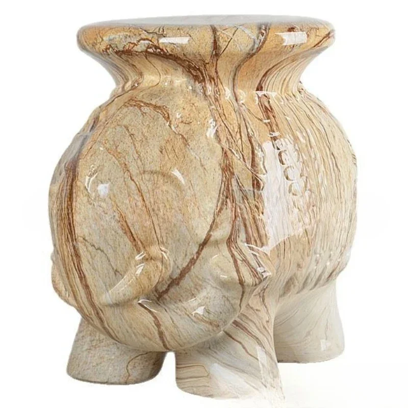 

Marble texture effect elephant ceramic stool porcelain pier garden stool ceramic ornament home living room European ornament