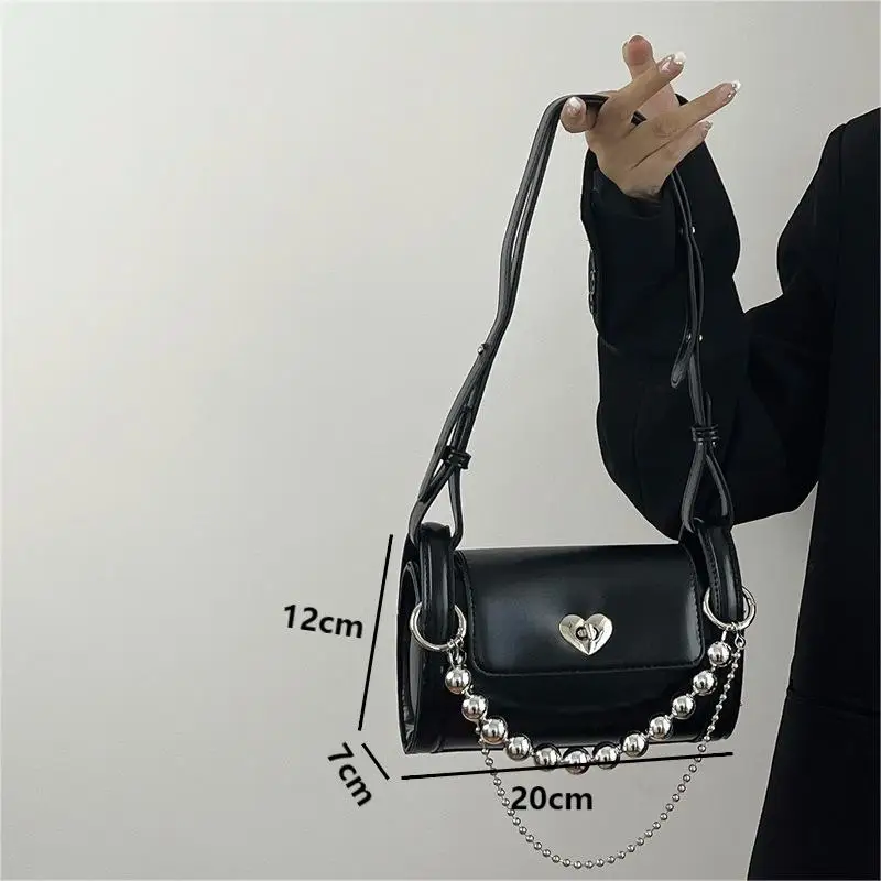 Hot Girl Black Cylinder Underarm Bags Ladies Flap Chain Shoulder Bags Fashion Female PU Leather Crossbody Bags Women\'s Handbags