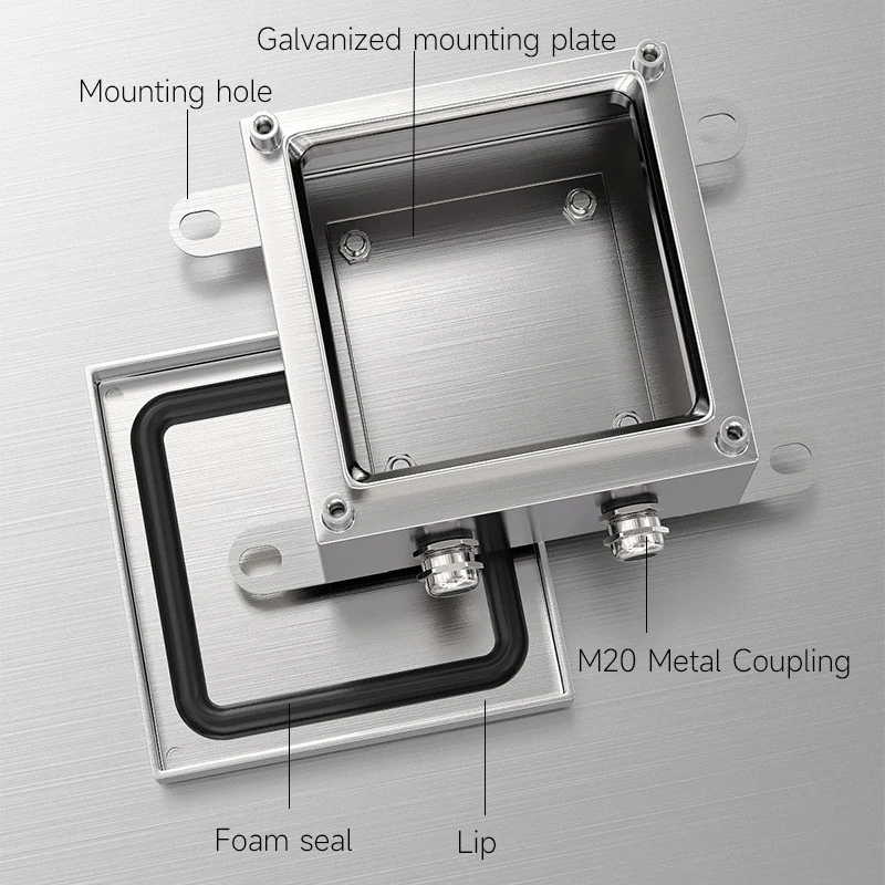 304 Stainless Steel Outdoor Waterproof Junction Box  for Circuit Cable Distribution Weatherproof Enclosure